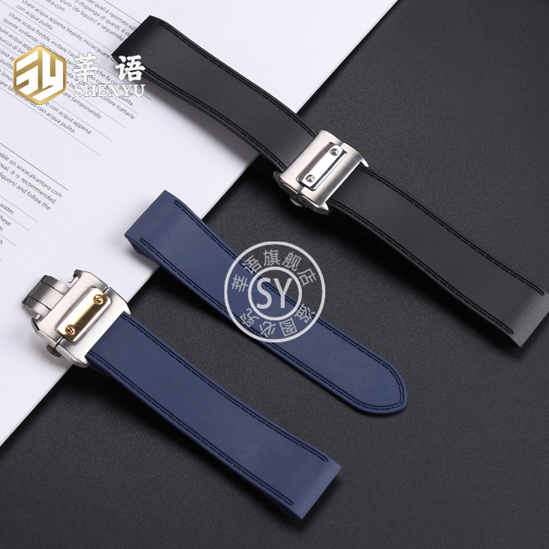 Shenyu Rubber watch strap For  - Cartier Watch Santos ulasan dan harga