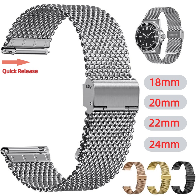 18mm 20mm 22mm 24mm Bands Univ - Mesh Strap Metal ulasan dan harga
