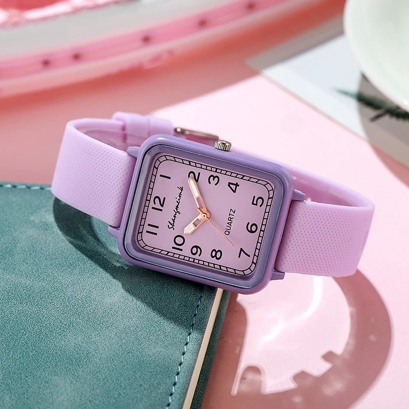 Fashion Rectangle Dial Ladies  - Silicone Band Women ulasan dan harga