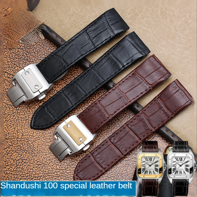 Genuine Leather Watchband for  - Cartier Watch Santos ulasan dan harga