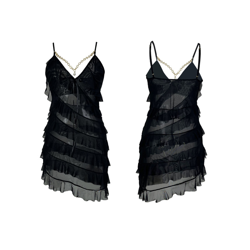 V-neck Micro-transparent Mesh  - Mesh Strap Metal ulasan dan harga