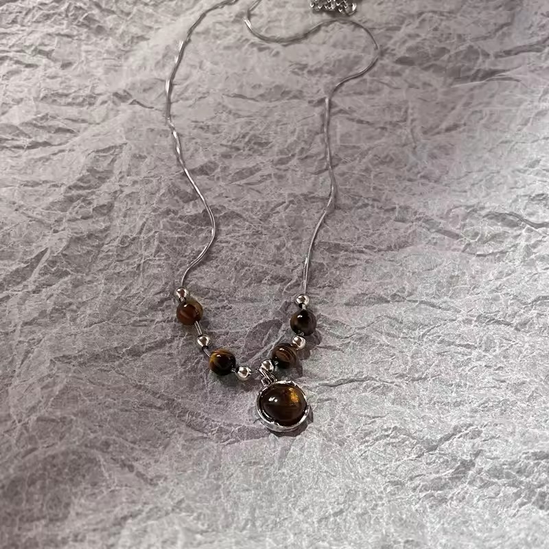 Boho Natural Tiger Eye Stone B - Butterfly Clasp Deployant ulasan dan harga
